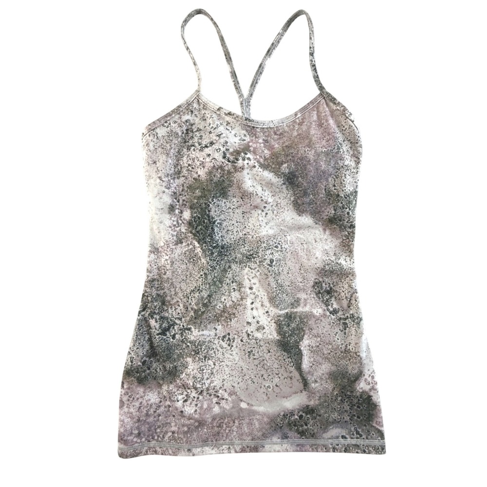Lululemon Power Y Tank Top Womens 6 Abstract Marble Print Mauve Grey Camisole